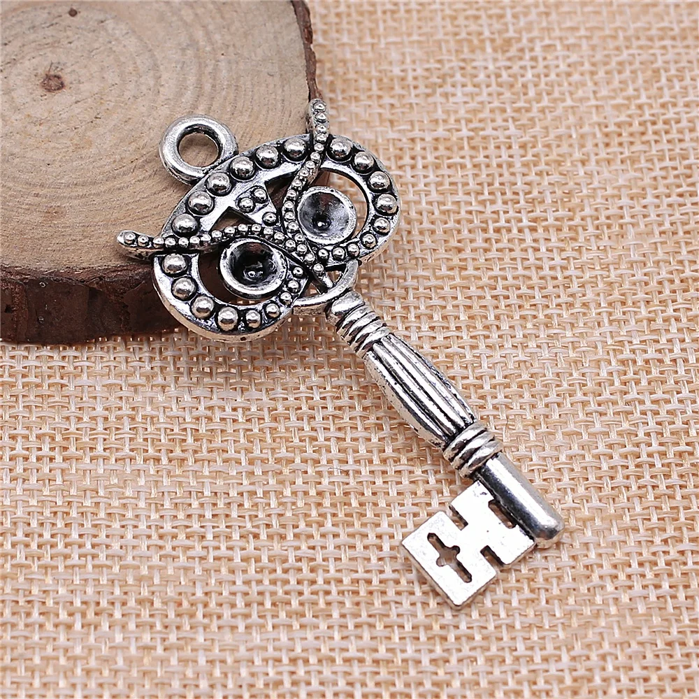 

20pcs 60x29mm Key Pendant Charms Wholesale Owl Shape Key Owl Head Pendant Owl Key Charm For Jewelry Making