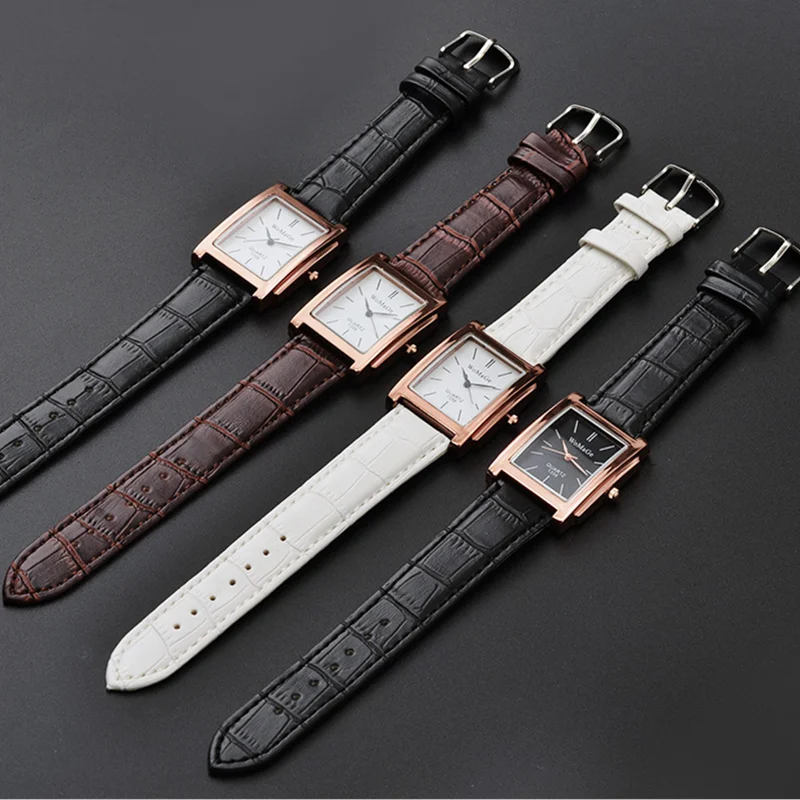 WoMaGe Women\'s Watches Top Brand Luxury Ladies Watch Women Watches Leather Strap Women\'s Rectangle Watch Clock Reloj Mujer