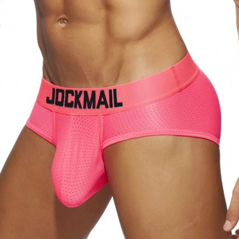 JOCKMAIL 2022 new sexy mesh men\'s underwear polyester fiber breathable boxer briefs U convex pouch Gay underpants