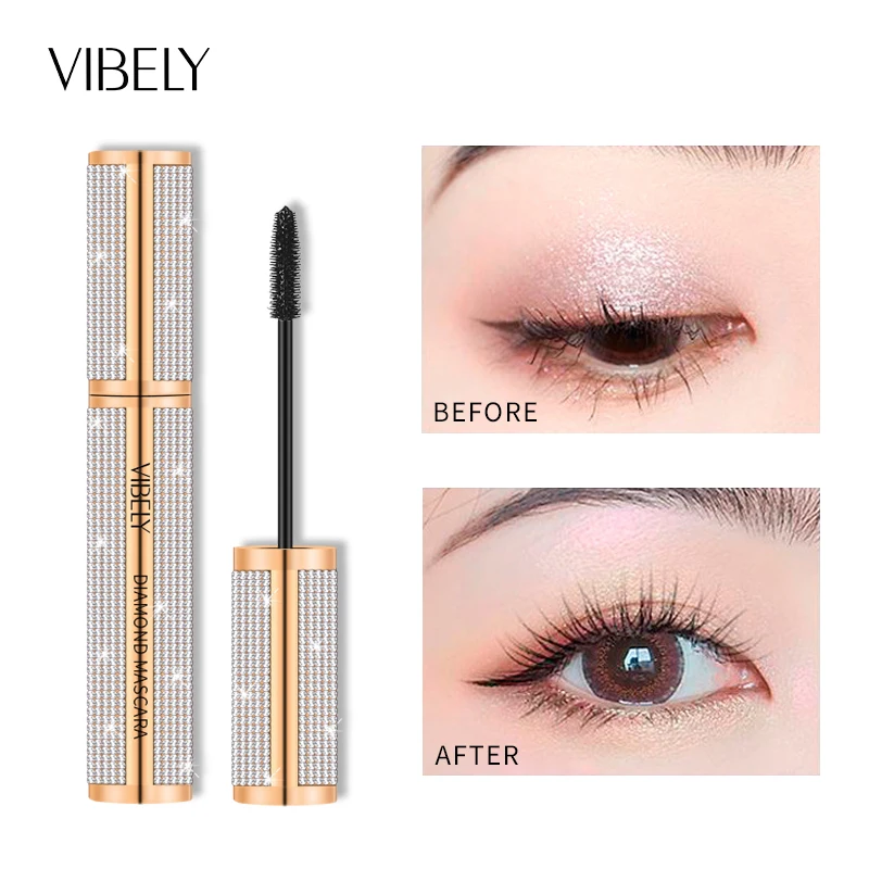 

Diamond 4D Silk Fiber Eyelash Mascara Waterproof Long Lasting Extra Volume Lengthening Black Curling lashes Mascara Eye Makeup