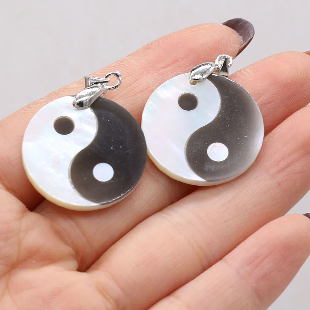 Natural Freshwater Shell Gossip Yin Yang Pendant Handmade Crafts DIY Necklace Bracelet Earrings Jewelry Accessories Making