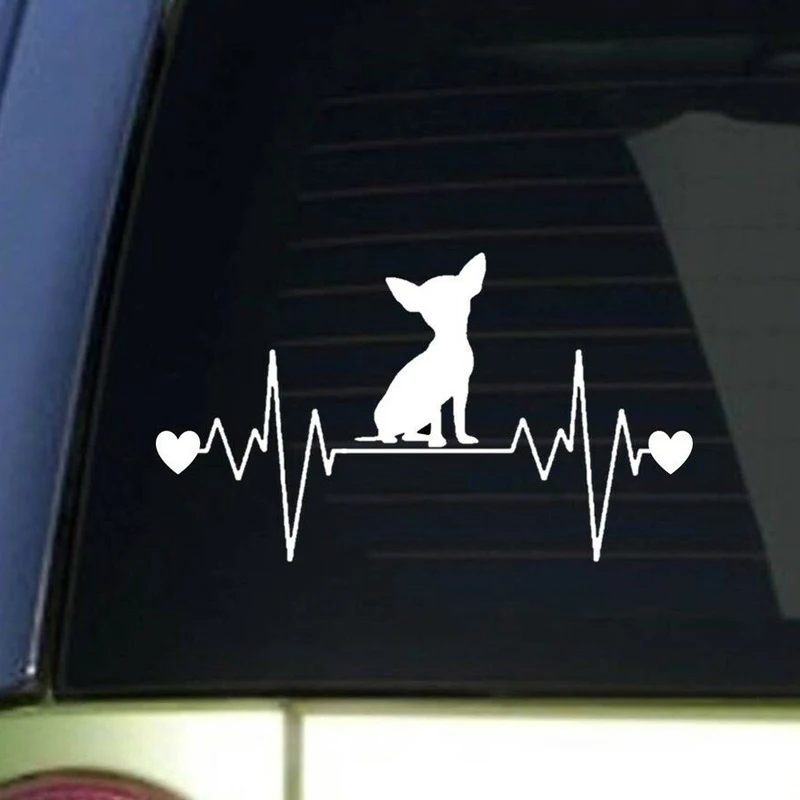 Chihuahua Dog heartbeat lifeline Vinyl Decal Sticker Car Window Laptop Home Decor 20 Colours Choose