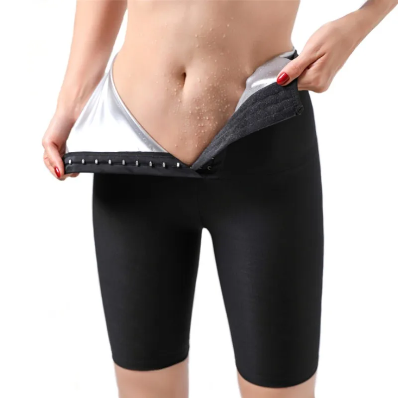 Women High Waist Body Abdomen Hips Fitness Pants Yoga Sweat Pants Body Shapers Breasted Pants