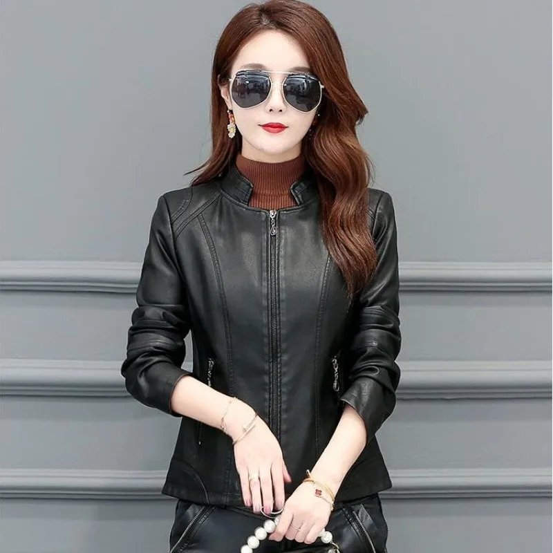 New 2023 Mujer Genuine Leather Jacket Women Short Sheepskin Coat Autumn Slim Design Jackets Coats for Ladies Black Outerwear