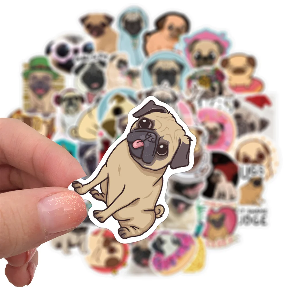 50pcs Pug Dog Stickers For Notebooks Computer Stationery Cute Kawaii Stickers Aesthetic Scrapbooking Material Craft Supplies