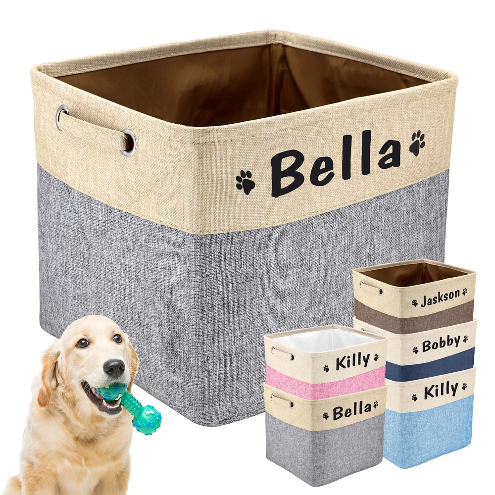 

Custom Pet Dog Toy Storage Basket Personalized Foldable Dog Canvas Bag Pet Toys Clothes Storage Box Dog Accessories Pet Supplies