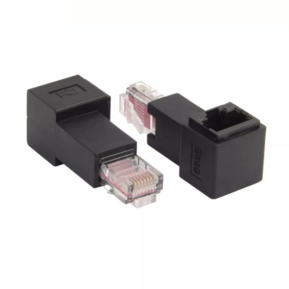Newese Bis Unten Links Rechts Abgewinkelt 90 Grad 8P8C FTP STP UTP Cat 5e RJ45 Lan Ethernet Netzwerk verlängerung Stecker zu Wei