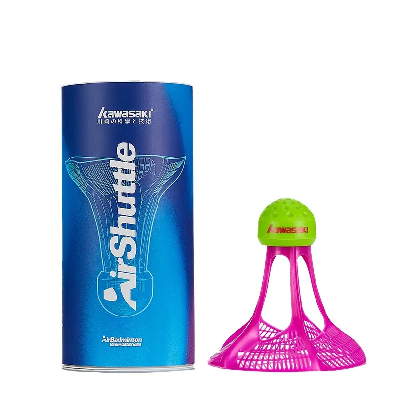 3Pcs/lot Kawasaki  Badminton Airshuttle Plastic Nylon Ball  for Training 3 Pcs Feather Shuttlecock Birdies Resistance To Wind