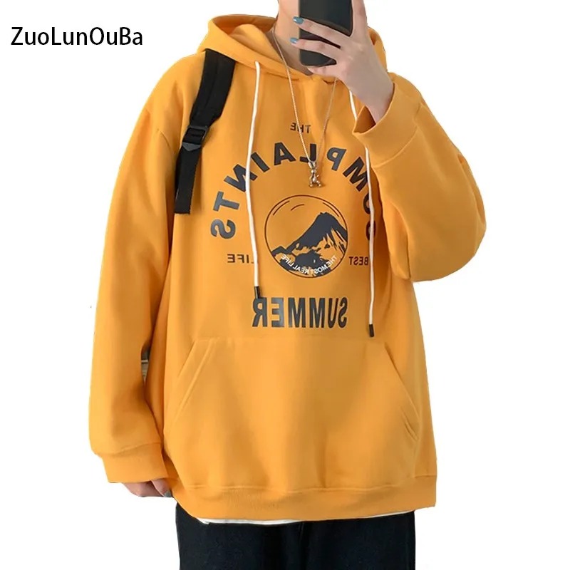 

Loose men's hoodie long-sleeved yellow letter autumn and winter hoodie