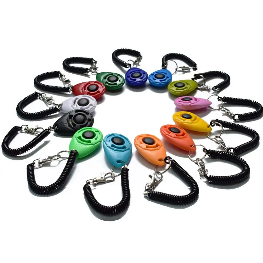 Huisdier Producten Huisdier Kat Hond Training Clicker Plastic Nieuwe Honden Klik Trainer Hulp Verstelbare Polsband Geluid Sleutelhanger Hond repeller