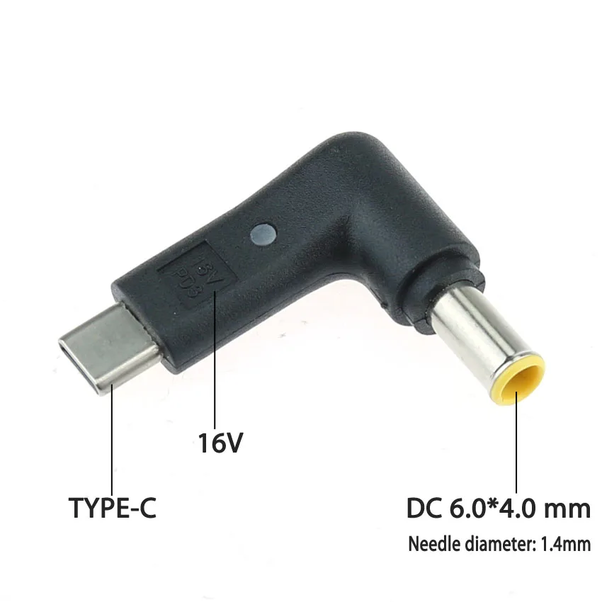 Cltgxdd-USBC電源アダプター,type-c,6.0x4.0mm,LED付き充電コンバーター,ノートブック用