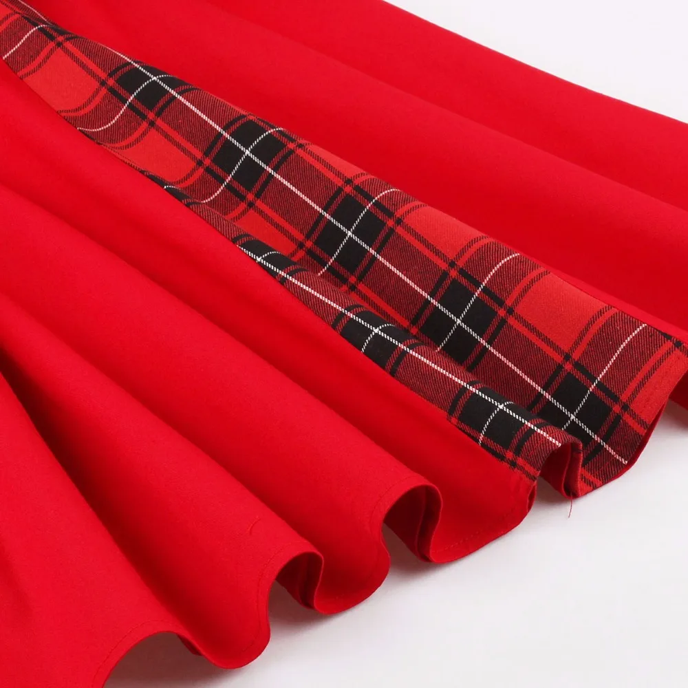 Red Black Plaid Print 50s Vintage Dress Plus Size 5XL Audrey Hepburn Womens Clothing Sleeveless Summer Rockabilly Swing Dresses