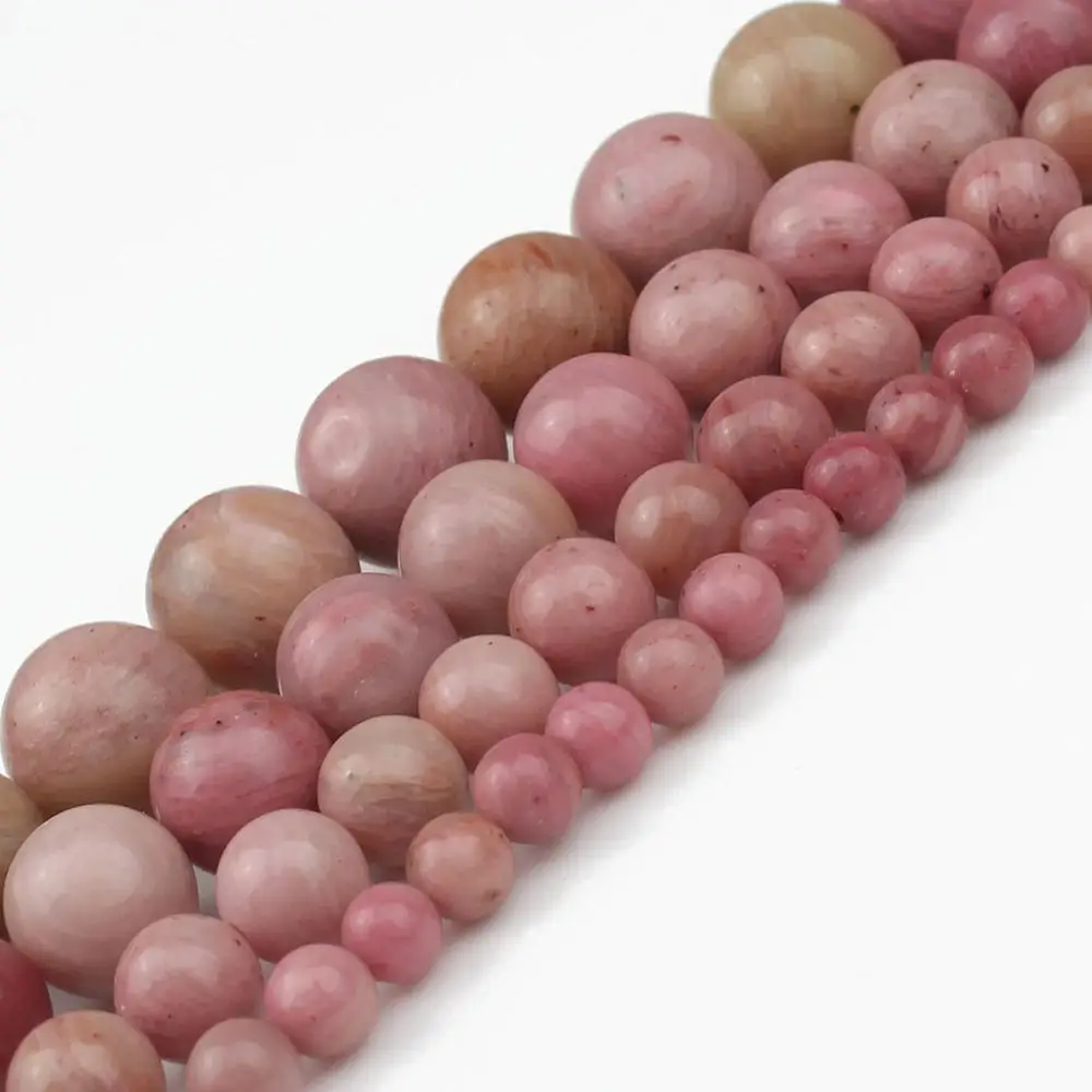 AAA Natural Rhodonite Stone Round Loose Beads For Jewelry Making DIY Bracelet Necklace 15.5\