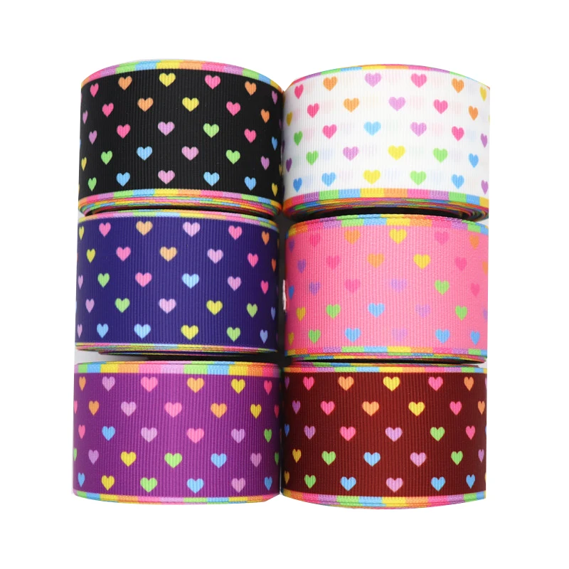 10 Yards 1.5'' 38MM Peach Heart Printed Grosgrain Ribbons For Hair Bows DIY Handmade Materials Y19091204