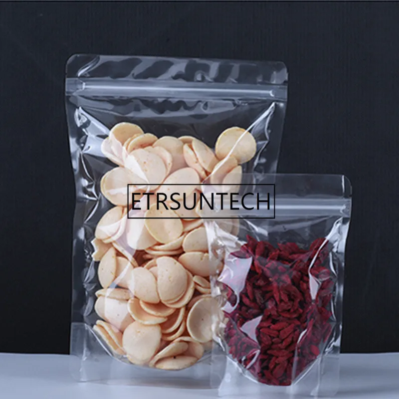 1000pcs/lot Clear Stand Up Bags Packaging for Dried Fruits Nuts Clear Food Grade Plastic Self Sealable Zipper Doypack Pouches