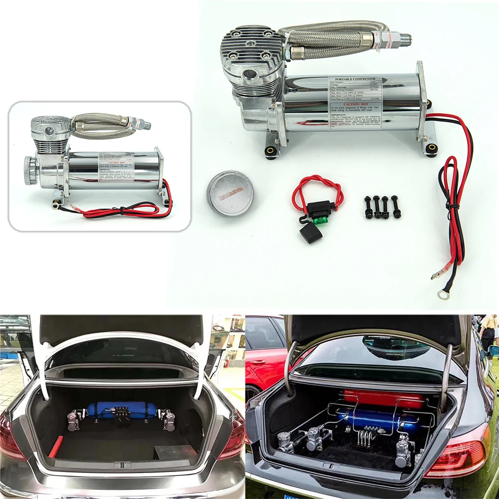 2pcs Universal DC 12V 480c MAXPOWER 200 PSI OUTLET 3/8 or 1/4  car  air suspension compressure/ Pump