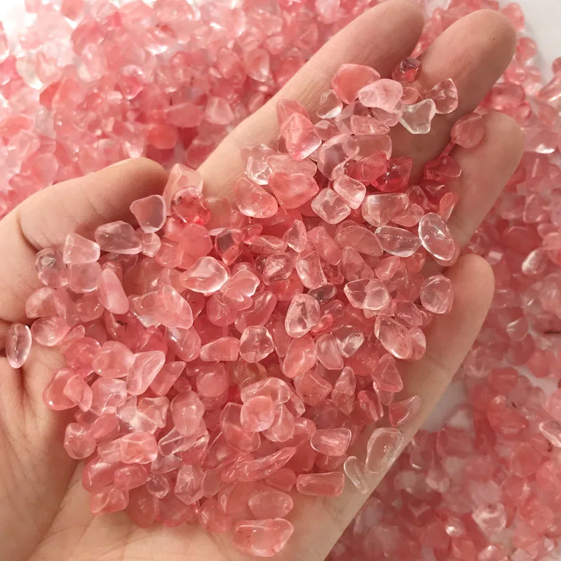 

100g Natural Crystal Red Melting Gravel Watermelon Feng Shui Energy Healing Flower Pot Decoration