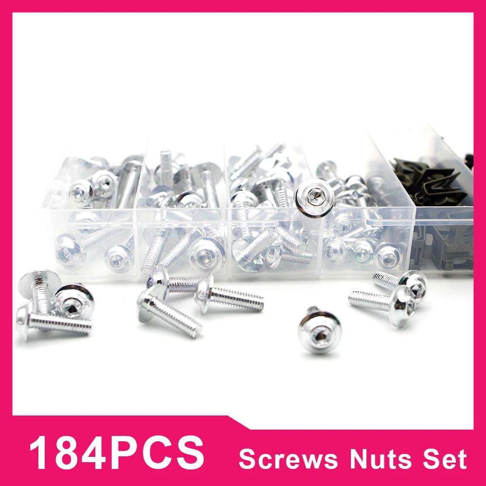 Motorcycle CNC Aluminum  Scooter Supplies Body Fairing Bolts Screw 184PCS M6 M4 Bolts and Nuts for suzuki sv 650 kawasaki vn 900