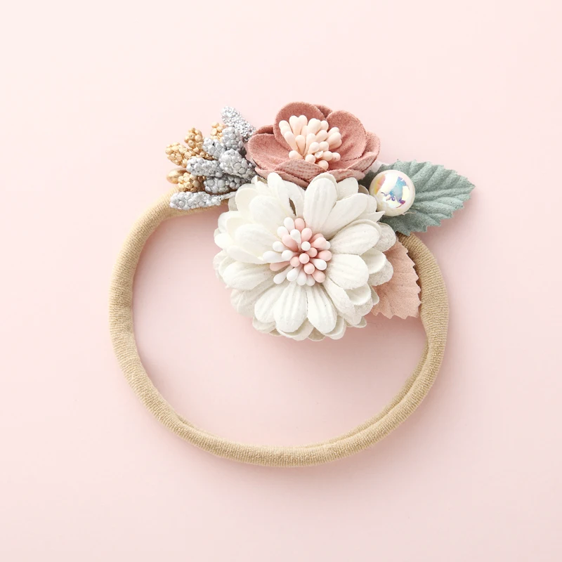 Fashion Pearl Flower Headband For Girls Newborn Baby Elastic Princess Hair bands Child Kids Fresh Style Cute Headwear Gifts