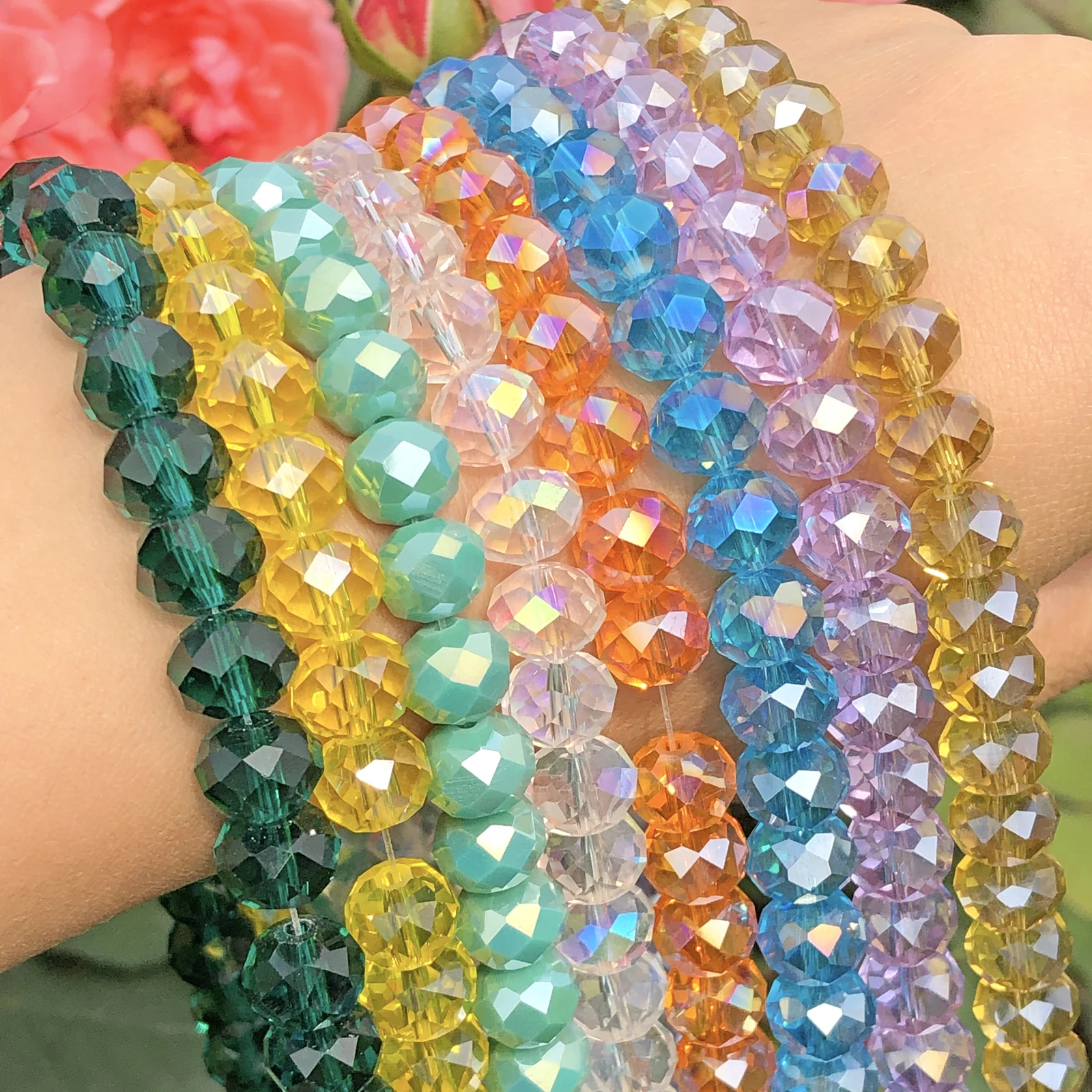 AB Clear Multicolor Austria Crystal Glass Faceted Rondelle Beads Loose Spacer Beads For Jewelry Making Diy Accessories Wholesale