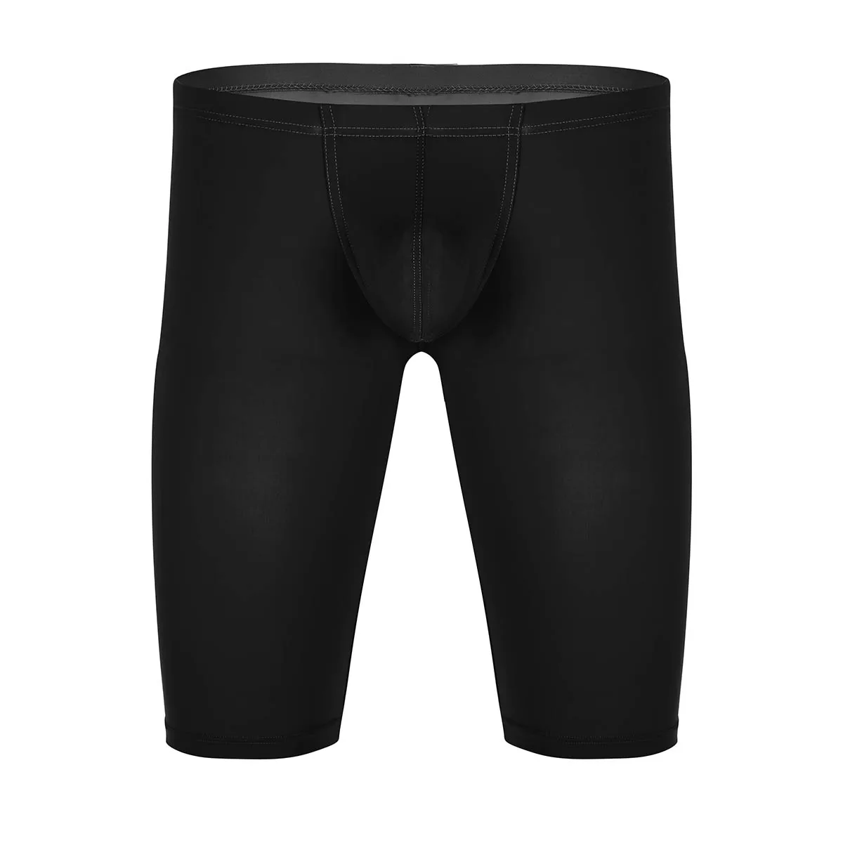 Strato di Base a compressione setosa da uomo Yoga Capris Bulge Pouch palestra sport pantaloncini sportivi collant costume da bagno mutande