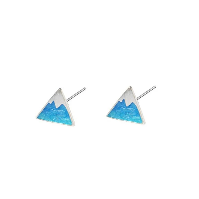 Blue Mount Fuji Cute Mini Fresh Silver Color Temperament Personality Trendy Female Stud Earrings SEA124