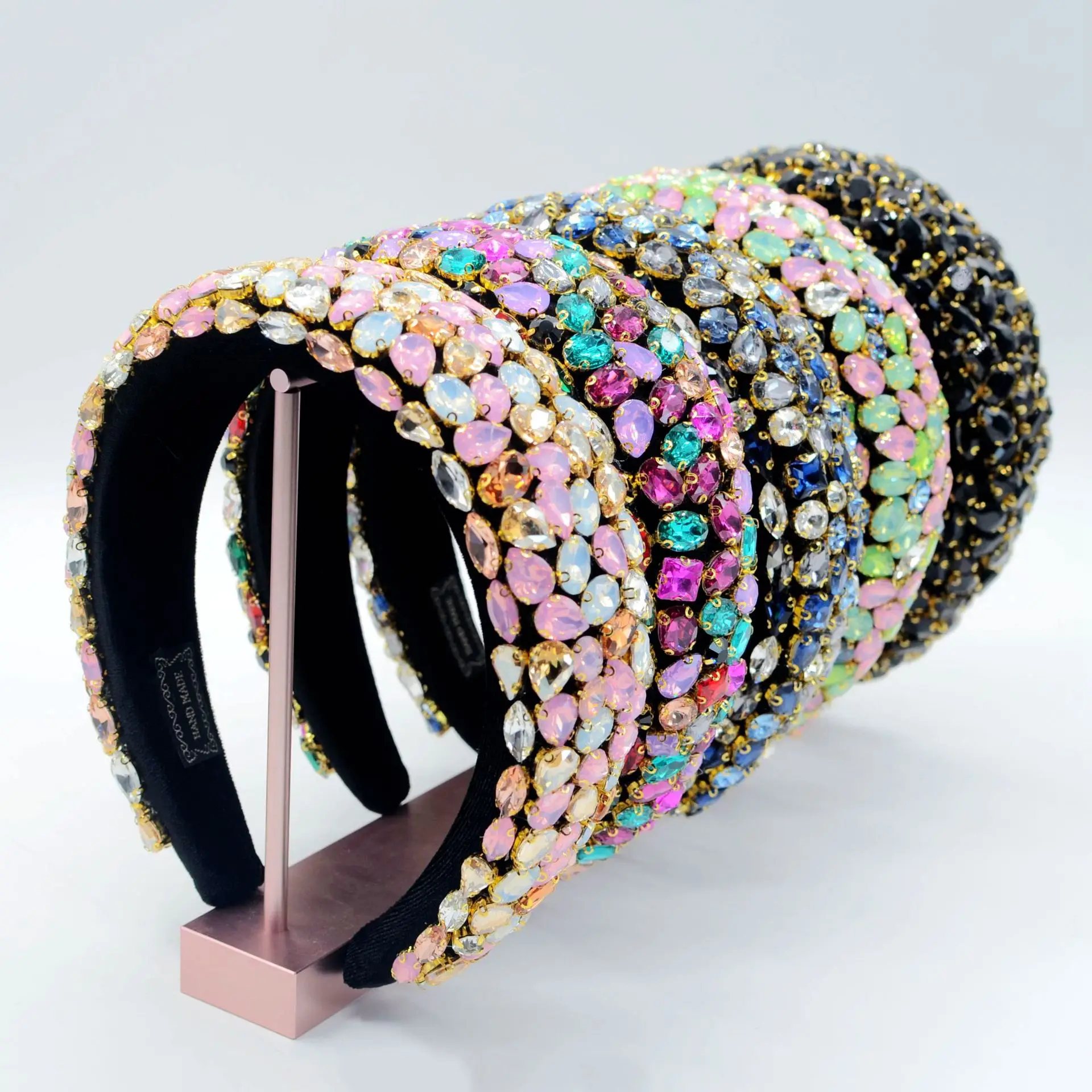 Luxury Romantic Handmade Colored Crystal Diamond Hair Hoop Rhinestone Hariwear Wedding Hair Accessories