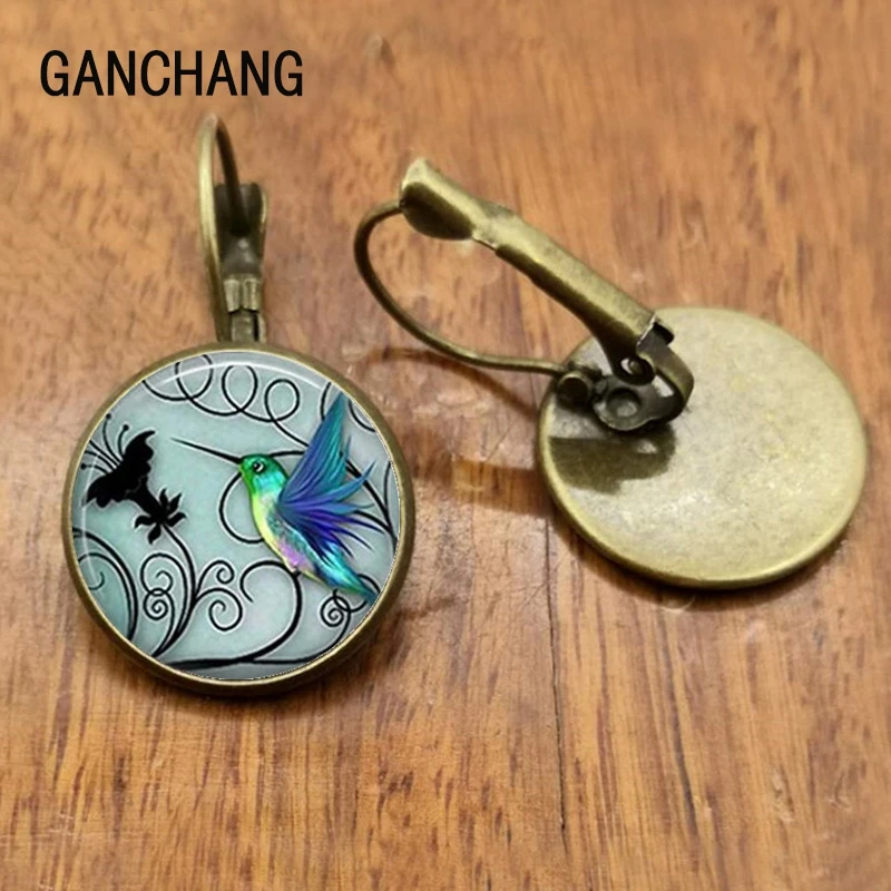 Earrings hummingbird cabochon earrings jewelry, the last gift earrings