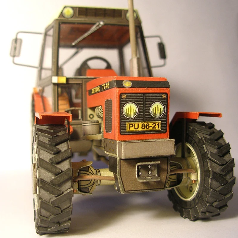 Zetor tchèque/anglais 7745-7211 1:32 Tracteur Origami Art 3D Papier Modèle Papercraft DIY Adolescents Adultes Artisanat Fait Main Jouets ZX-021