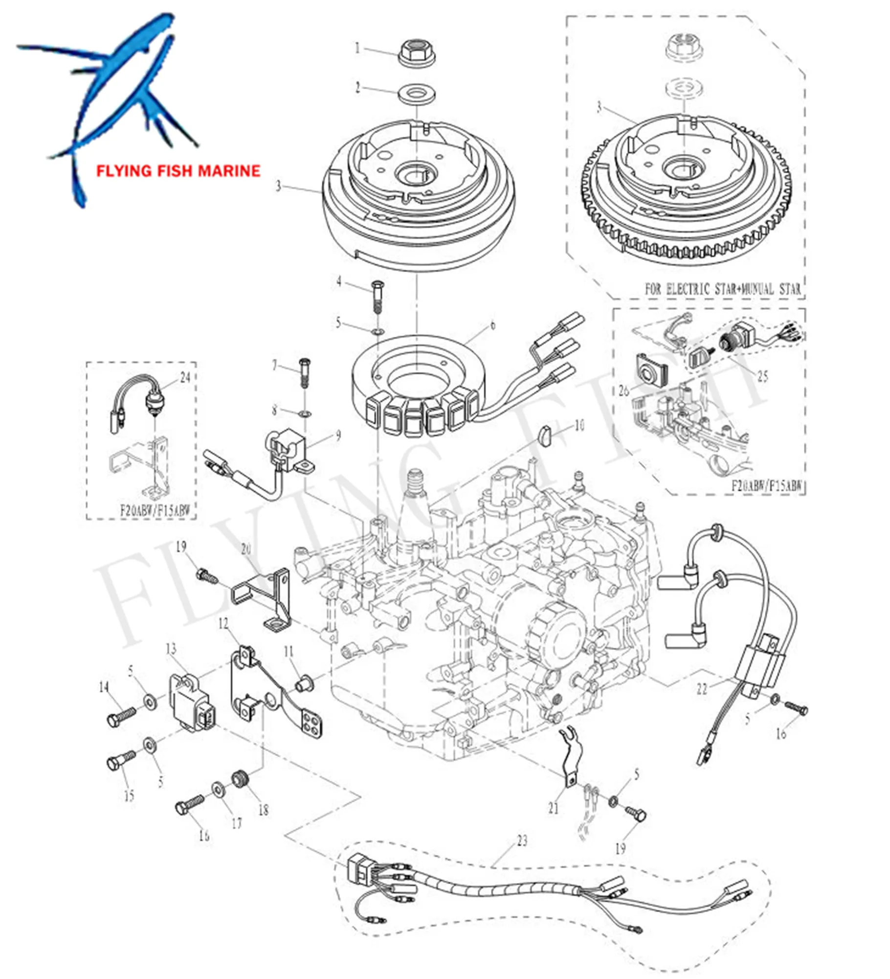 船外機エンジン6AH-8259M-00 99999-04180-00ワイヤーハーネスassyヤマハボートモーターF15 F20 4ストローク