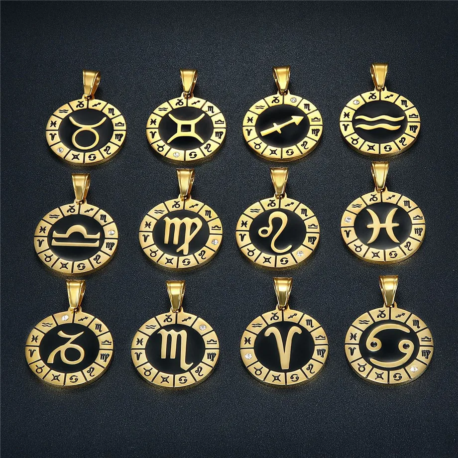 Leo 12 konstelacji naszyjnik prezenty urodzinowe złoty kolor wisiorek amulet ze stali nierdzewnej znak zodiaku biżuteria Collier Dropshipping — zdjęcie 7