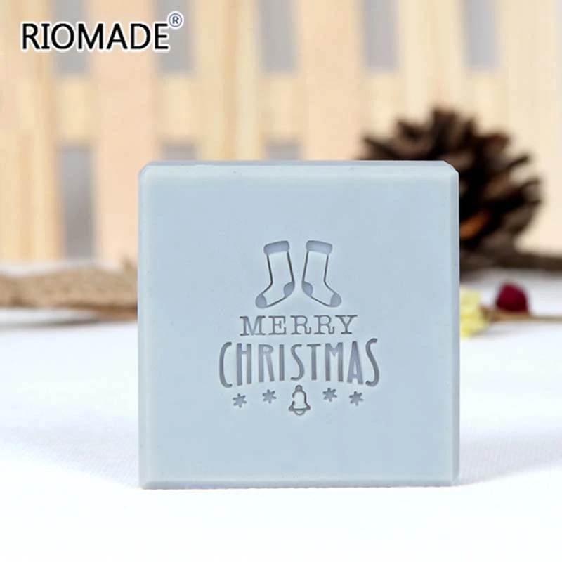 Happy Christmas Series Acrylic Soap Stamp Handmade Soap Seal Letters And Patterns Transparent Chapters DIY Soap Making Tools