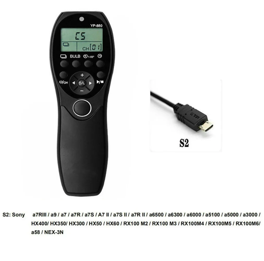 YP-880 Wired Shutter Release Timer Remote Control LCD Display for Canon Sony Nikon etc.