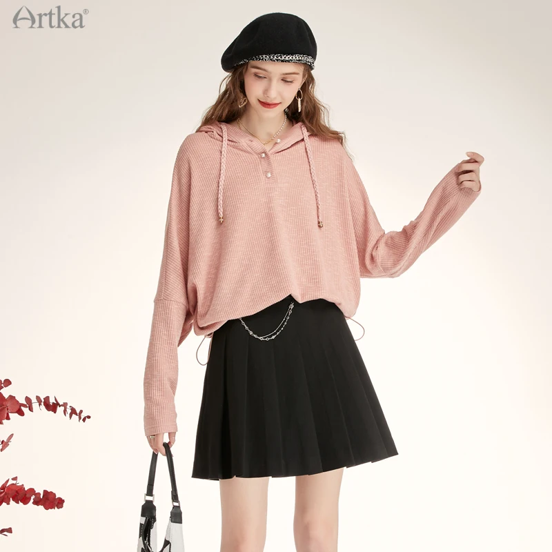 ARTKA 2025 Early Autumn New Women Skirt Fashion High Waist A-Line Pleated Skirts Black Chain Short Skirt Female QA20013D