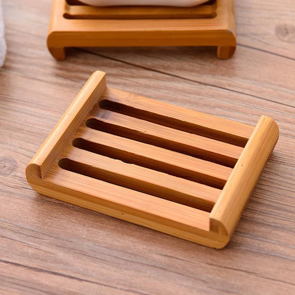 Portable Creative Biodegradable Bamboo Soap Dish Holder Rack Tray Plate Natural Wood Bathroom Soap Box Simple Monden  D4