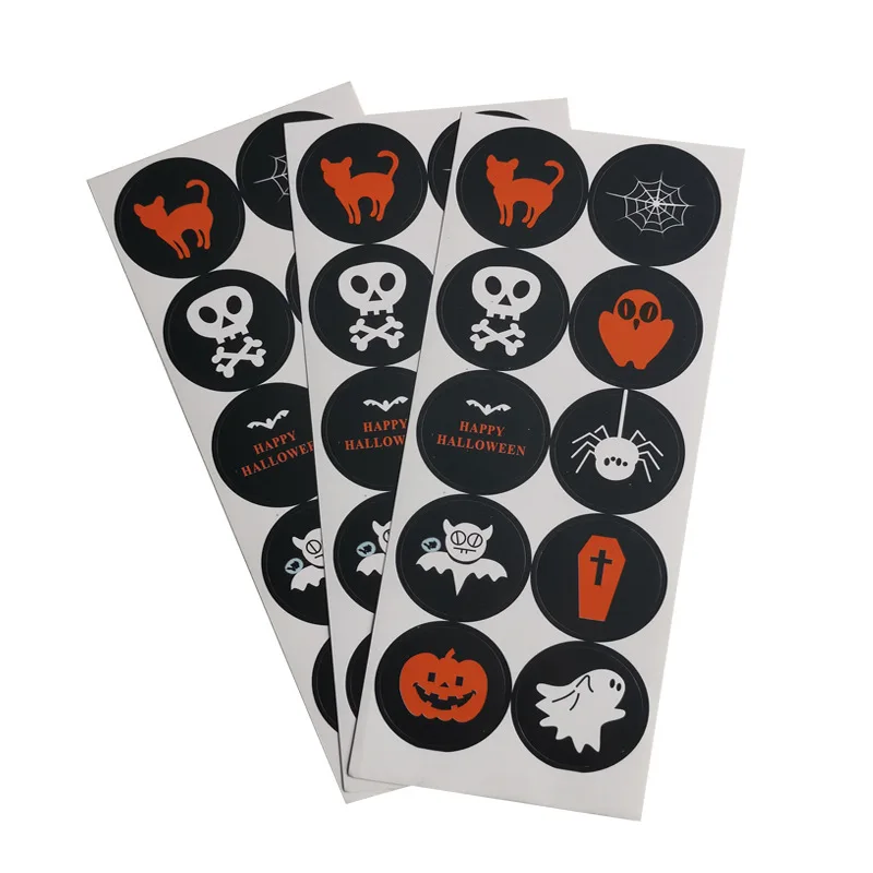 100pcs Halloween Stickers Pumpkin Cartoon Adhesive Label Stickers DIY Biscuit Gift Baking Small Business Packaging Stickers