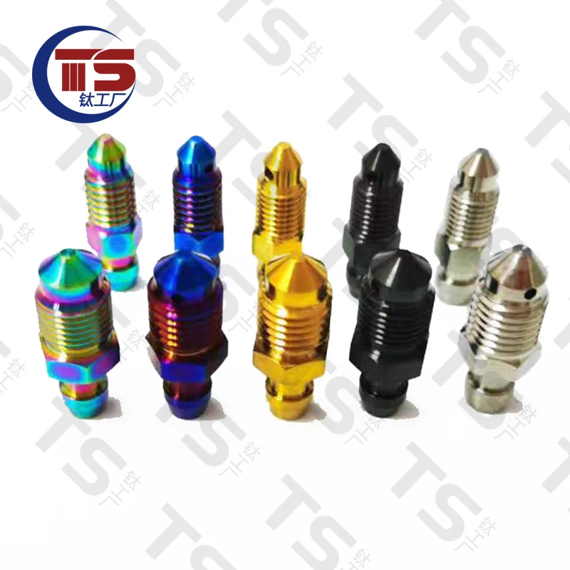 TS Titanium Alloy M8 M10 Bolt 1.25mm Hydraulic Oil Disc Brake Caliper Bleed Nipple Bolts Exhaust Screw 1pc