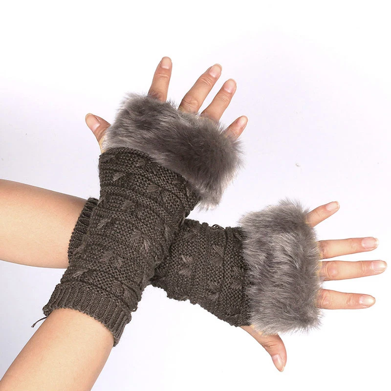 Furry Sleeves Winter Keep Warm Arm Sleeves Knitted Plush Arm Sleeves Decorative Thicken Sleeves Clothing Accessories Solid Color