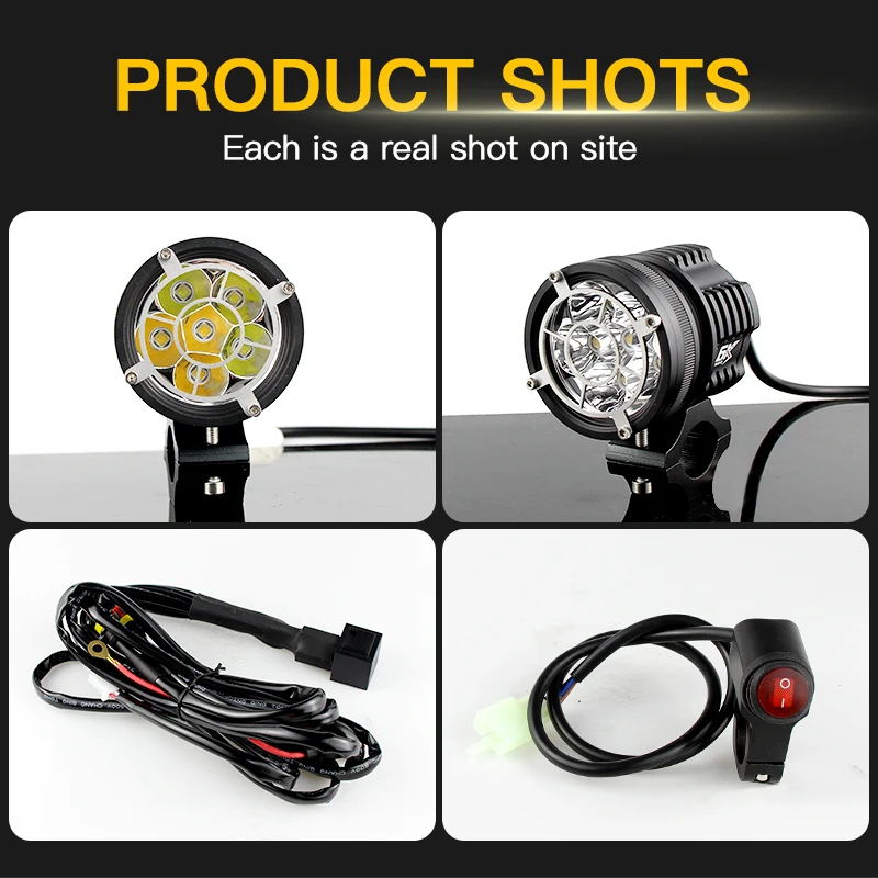 1Set 120W Led motorcycle headlight spotlight moto led lamps For SUZUKI BMW  Honda Front Brackets motorbike Fog Passing Light