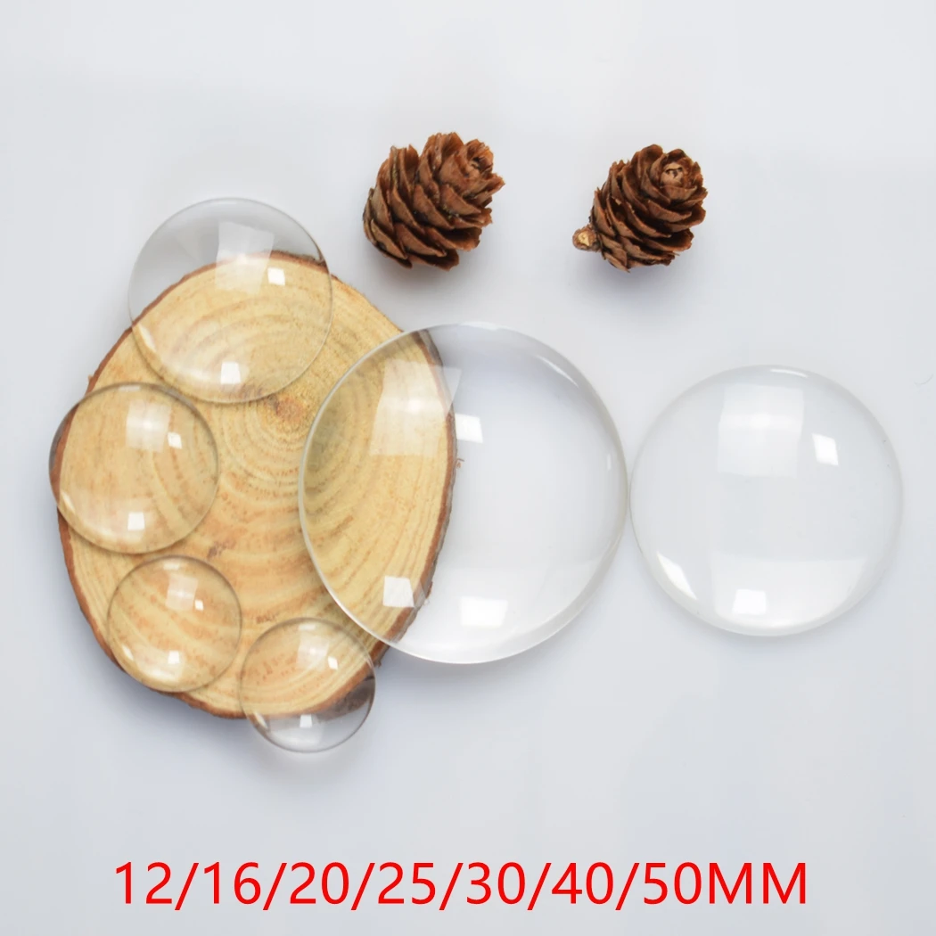 1pack Round Transparent Glass Cabochon 12mm  16mm  20mm 25mm 30mm 40mm 50mm for Pendant Base Diy Jewelry Making Findings