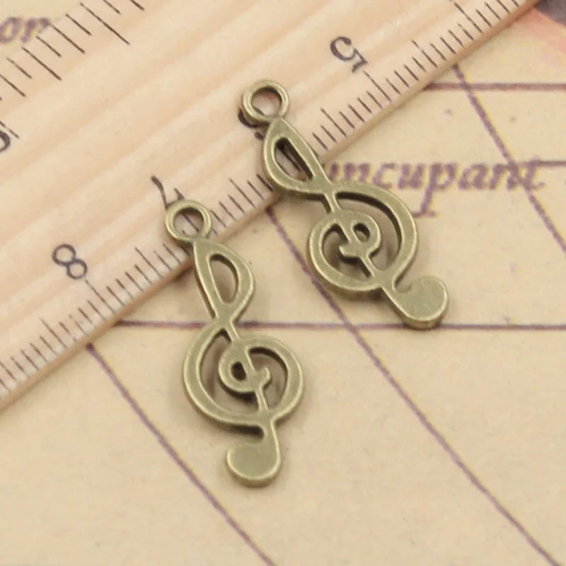 20pcs Charms Musical Note 26x10mm Tibetan Bronze Silver Color Pendants Antique Jewelry Making DIY Handmade Craft