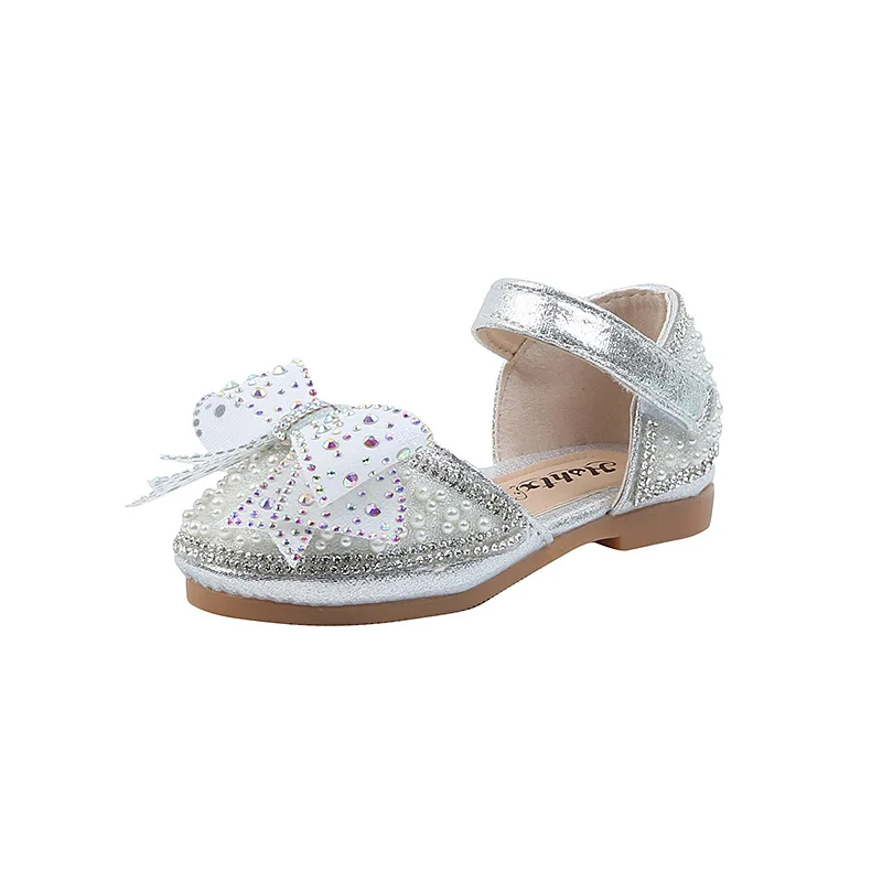 Little Girls Princess Party Sandals Summer Kids Sequins Bow Sandals Toddler Baby Soft Bottom Wedding Shoes G574