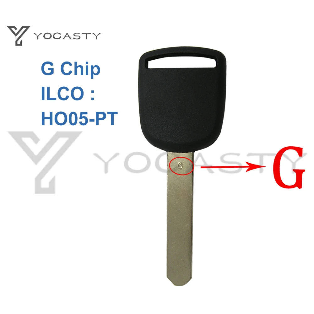 YOCAST 2 PCS New Transponder Key for Honda Accord Civic CRV Fit HR-V Accord Crosstour G Chip Dot Ignition ILCO:HO05-PT No Mark