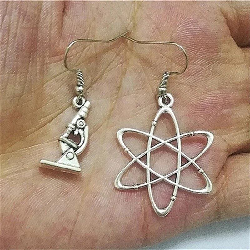 Creative  Microscope Earrings Atom Pendants DIY Earrings for Graduate, Graduation Earrings, Atom Symbol Earrings