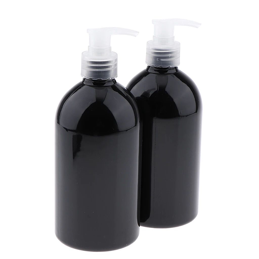 2-Pack 16 Ounce 500mL Refillable Empty PET Plastic Shampoo & Conditioner Pump Bottle Sets