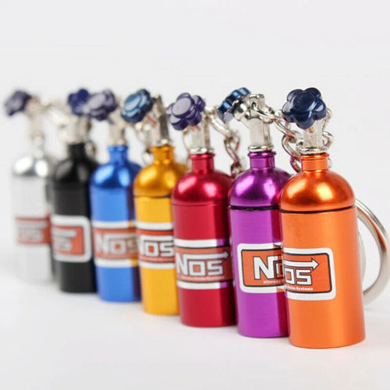 Turbo NOS Nitrous Oxide Bottle Key Chain Keychain Keyring Stash Pill Box Storag Key Ring Creative Gifts for Friends Families