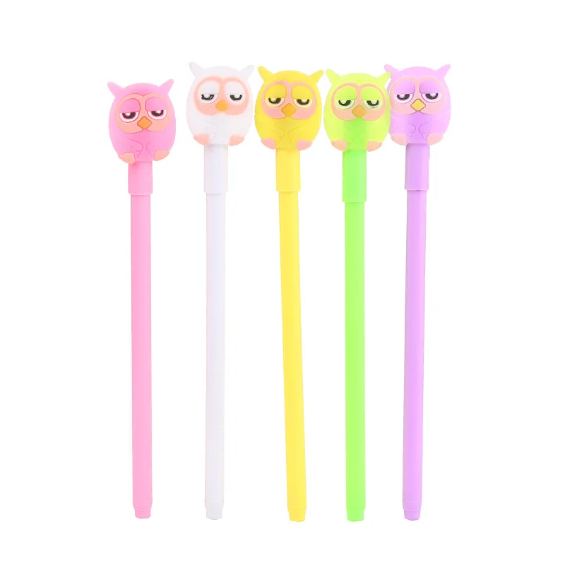 50PCS Creative Stationery Cartoon Owl Gel Pen Cute Student Patch Water Pen Fresh Office Supplies Signature Pen