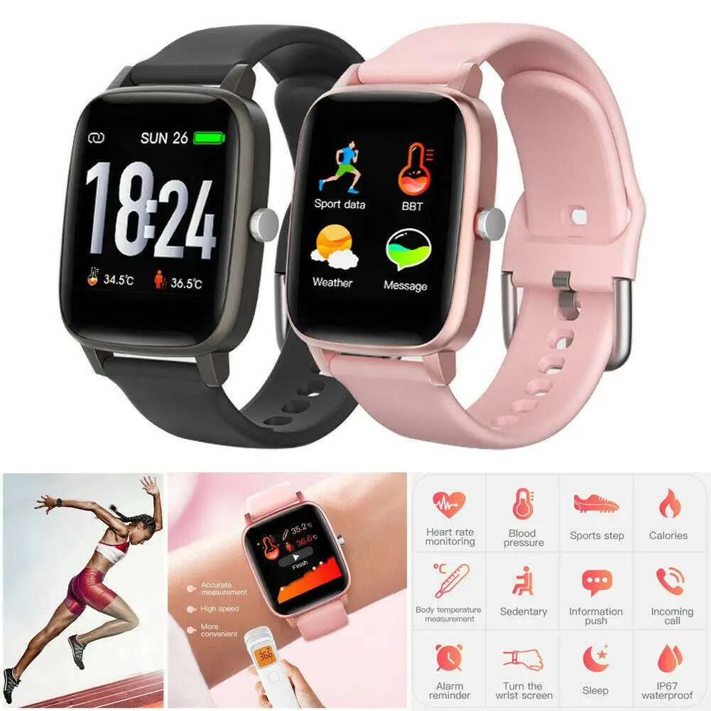 

Water-Resistant Smart Watch Body Temperature Heart Rate Monitoring Women Men Smartwatch for Android iOS Cell Phone