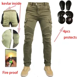 Pantaloni Jeans da motociclista con equipaggiamento protettivo strato protettivo in Kevlar ignifugo resistente all'usura integrato su fianchi e ginocchia