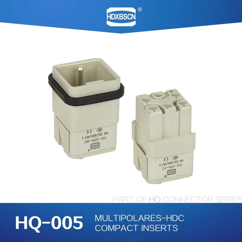 HDXBSCN Industrial rectangular heavy duty connector HDC HQ-005-MC/FC 5 core 16A waterproof aviation plug Socket Harting